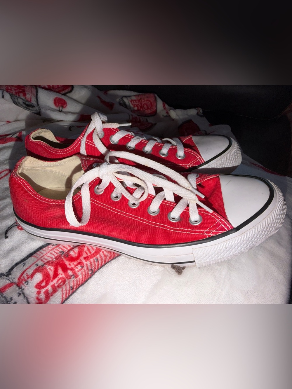 Converse Low-Top Canvas Sneakers in Red and White
